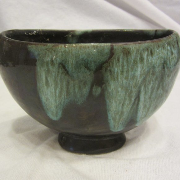 UNIQUE VTG DRIP GLAZE OBLONG VASE/PLANTER - Picture 3 of 12